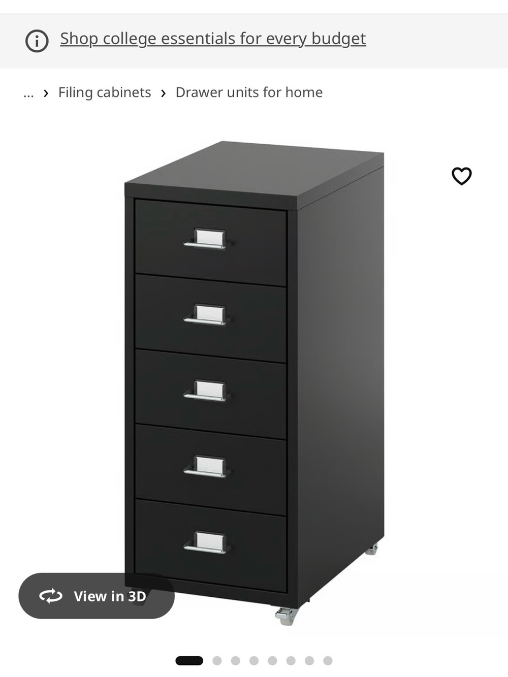 IKEA Black 5-Drawer Mobile Storage Cabinet